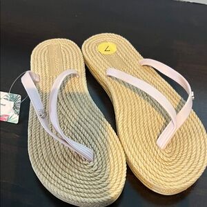 Tommy Bahama Light Pink and Natural Sandals 7